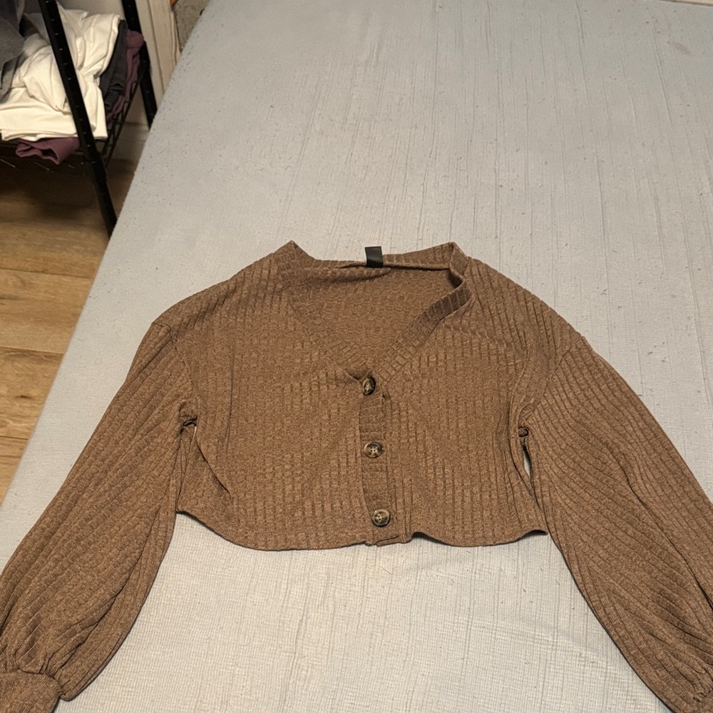 SHEIN Taupe Ribbed Knit Sweater